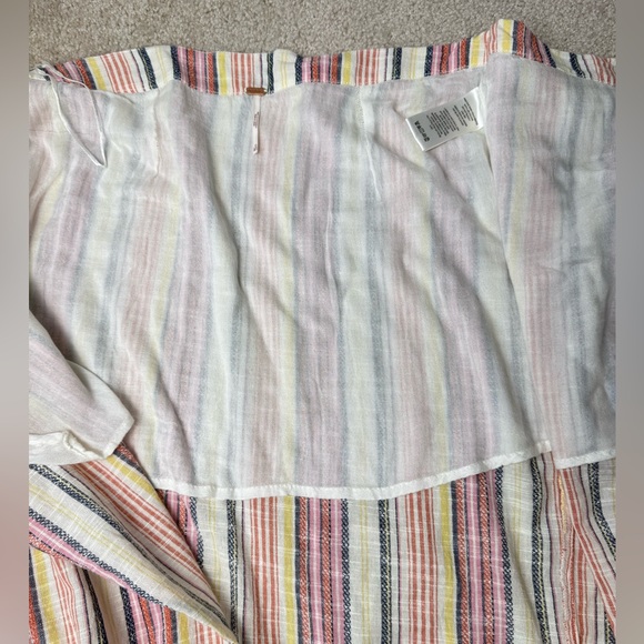 Free People Aubrey Sarong Skirt Wrap Skirt Colorful Stripes Cotton Size 12 Beach - Picture 13 of 15
